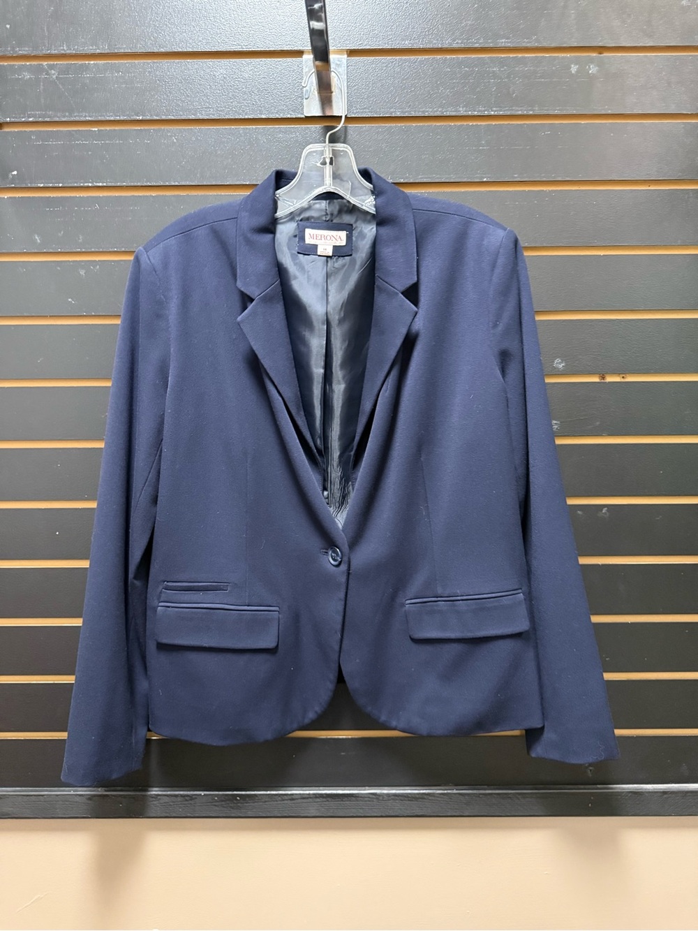 Merona Women’s Navy Blue One Button Blazer Size 14 Career Jacket